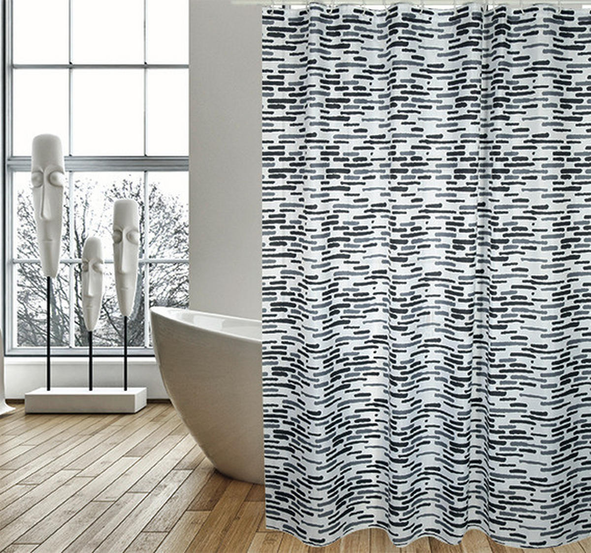 DUSCHVORHANG LOFT 180/200 cm  - Grau, Basics, Textil (180/200cm) - MSV