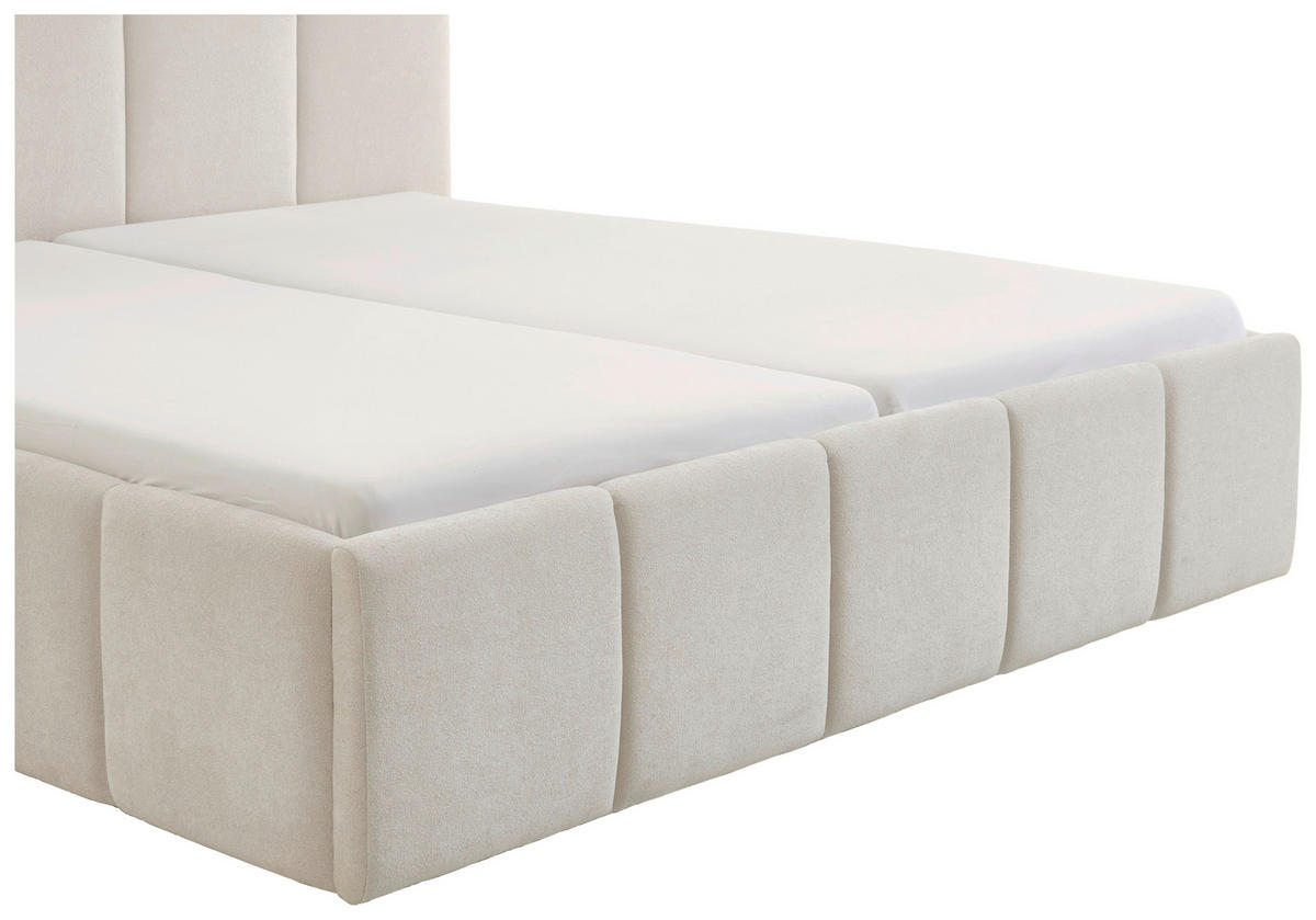 POLSTERBETT 180/200 cm  in Beige  - Beige/Schwarz, Design, Holz/Textil (180/200cm) - Xora