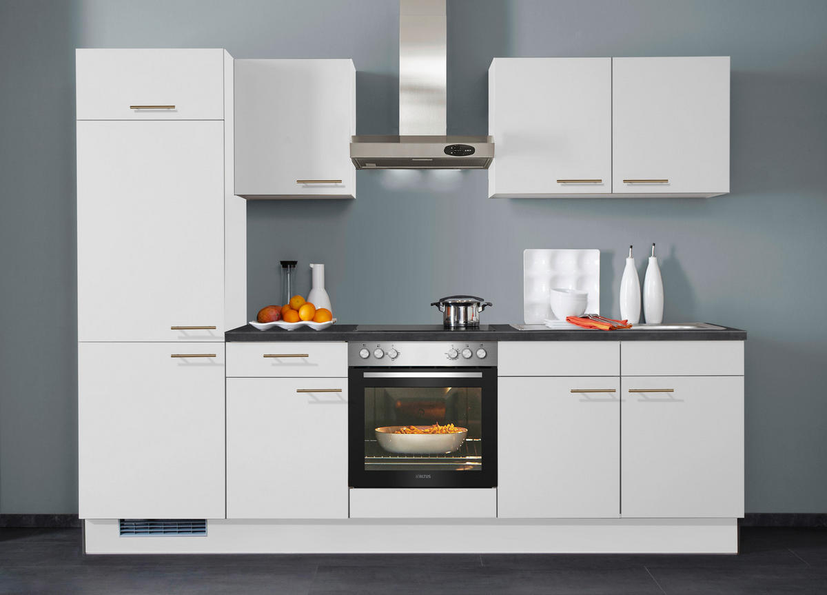 KÜCHENBLOCK 270 cm   in Weiß  - Edelstahlfarben/Graphitfarben, Design, Holzwerkstoff/Metall (270cm) - Xora