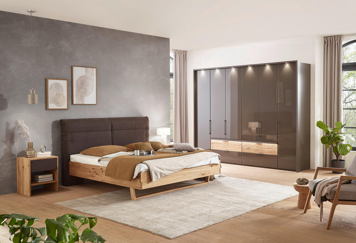 DREHTÜRENSCHRANK in Graubraun  - Graubraun, Konventionell, Glas/Holzwerkstoff (300/216/58cm) - Dieter Knoll