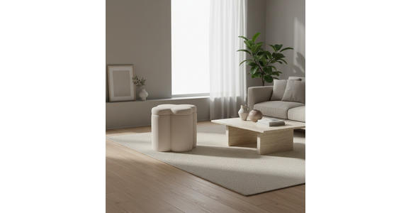 HOCKER Chenille Creme  - Creme, Design, Textil (43/46/43cm) - Xora