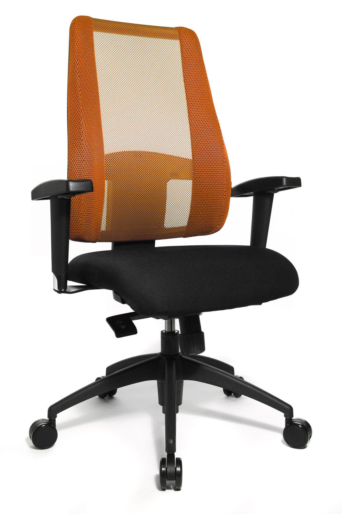 DREHSTUHL  in Netzbespannung, Webstoff Orange, Schwarz  - Schwarz/Orange, Basics, Kunststoff/Textil (48/103-118/42cm) - Topstar