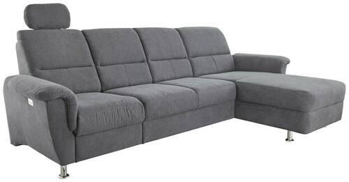 ECKSOFA Anthrazit Mikrofaser - Chromfarben/Anthrazit, KONVENTIONELL, Textil/Metall (292/165cm) - Livetastic