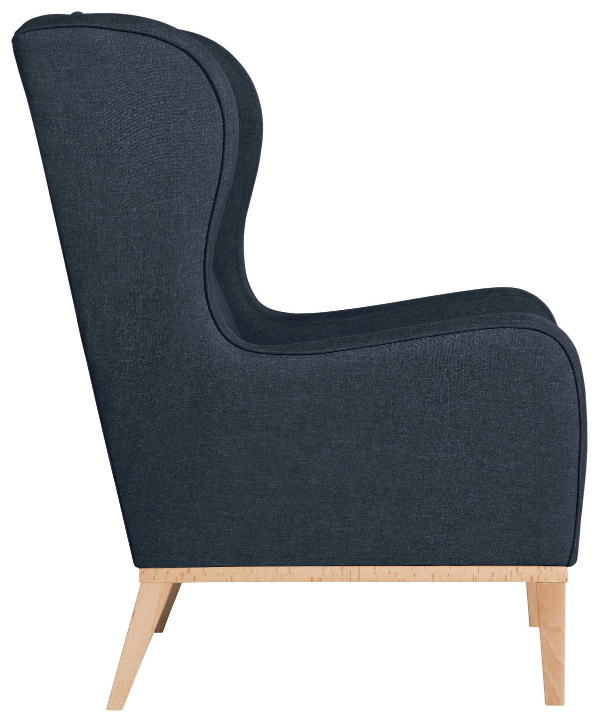 OHRENSESSEL in Flachgewebe Dunkelblau  - Naturfarben/Dunkelblau, KONVENTIONELL, Holz/Textil (66/104/78cm) - Max Winzer