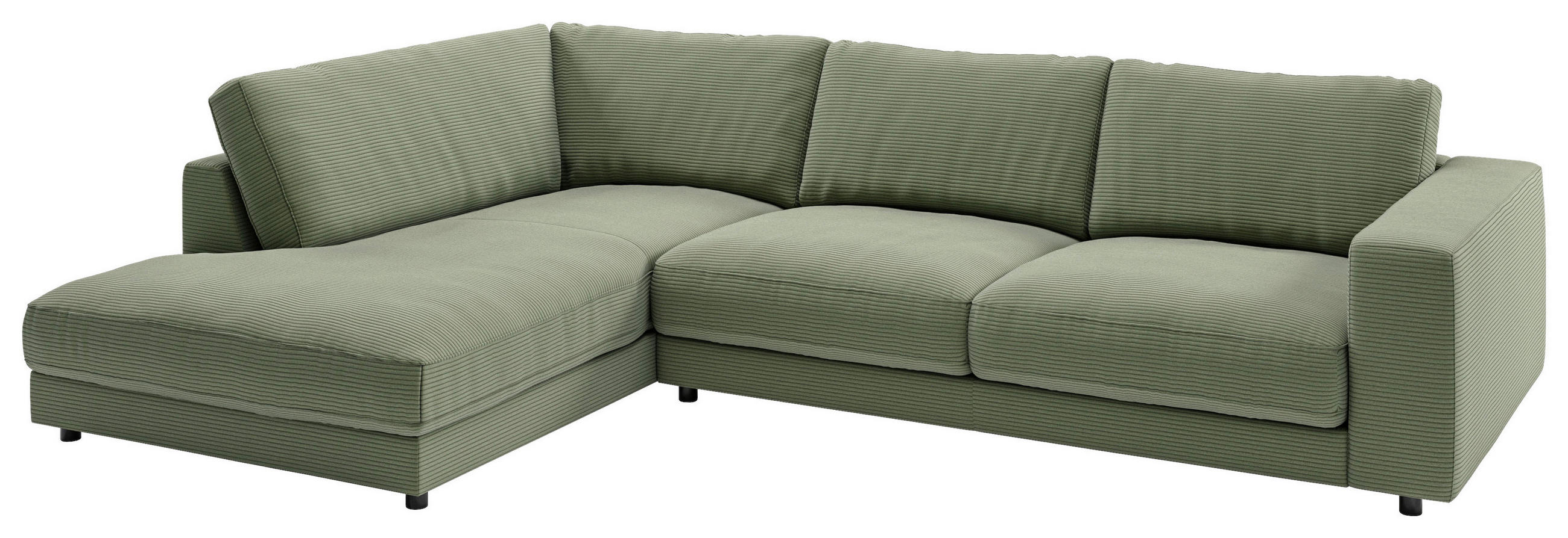 ECKSOFA in Cord Grün  - Schwarz/Grün, Design, Kunststoff/Textil (224/325cm) - Pure Home Lifestyle