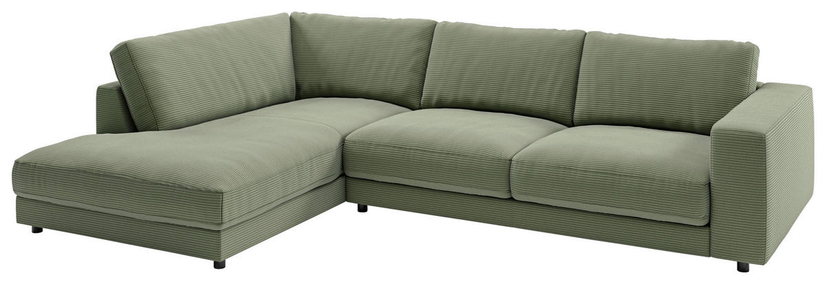 ECKSOFA in Cord Grün  - Schwarz/Grün, Design, Kunststoff/Textil (224/325cm) - Pure Home Lifestyle