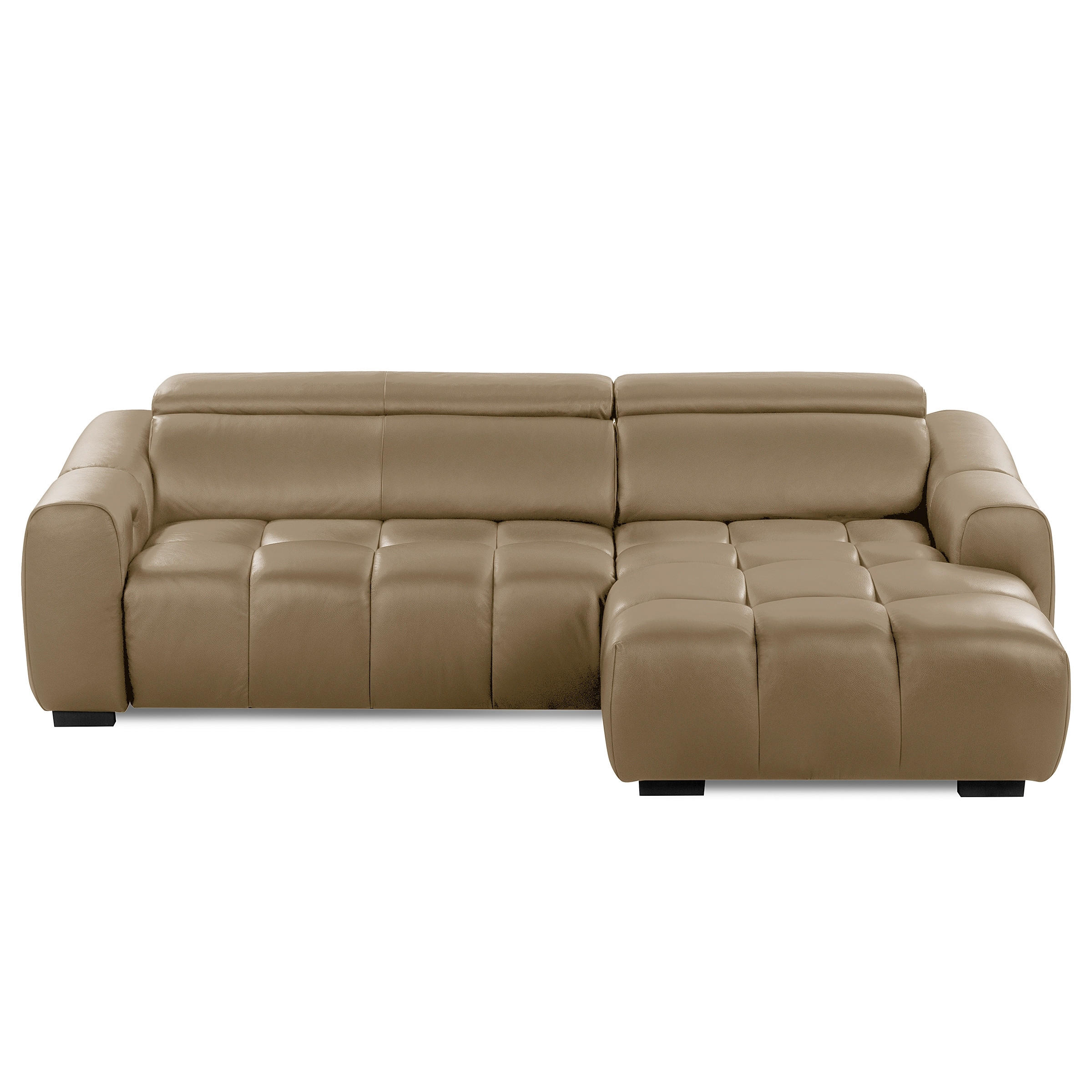 ECKSOFA AVEIRO Mokka Echtleder Bettkasten, Kopfteilverstellung, Sitzvorzug  - Schwarz/Mokka, Design, Leder/Kunststoff (274/177cm) - Livetastic