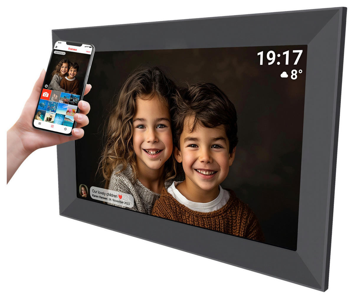 DIGITALER BILDERRAHMEN - Schwarz, Design, Kunststoff (26/18/2,5cm) - DENVER