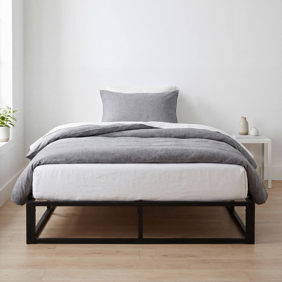 METALLBETT 140/200 cm  in Naturfarben, Schwarz  - Schwarz/Naturfarben, Basics, Holz/Metall (140/200cm) - Boxxx