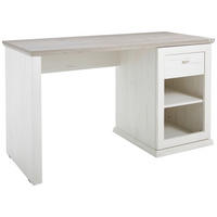 SCHREIBTISCH 135/59/76 cm  in Grau, Weiss  - Weiss/Grau, Lifestyle, Holzwerkstoff/Metall (135/59/76cm) - Hom`in