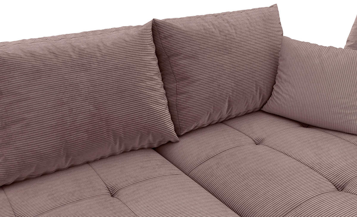 ECKSOFA in Cord Altrosa  - Schwarz/Altrosa, Konventionell, Holz/Textil (298/202cm) - MID.YOU