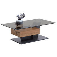 COUCHTISCH Kerneiche vollmassiv ESG, Parsolglas 120/70/45 cm rechteckig Anthrazit, Eichefarben  - Eichefarben/Anthrazit, Natur, Glas/Holz (120/70/45cm) - Valnatura