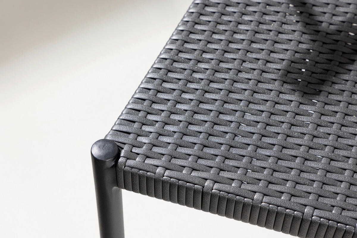GARTENSTUHL-SET Aluminium Schwarz  - Schwarz, KONVENTIONELL, Kunststoff/Metall (47/79,5/49cm) - Gardenson