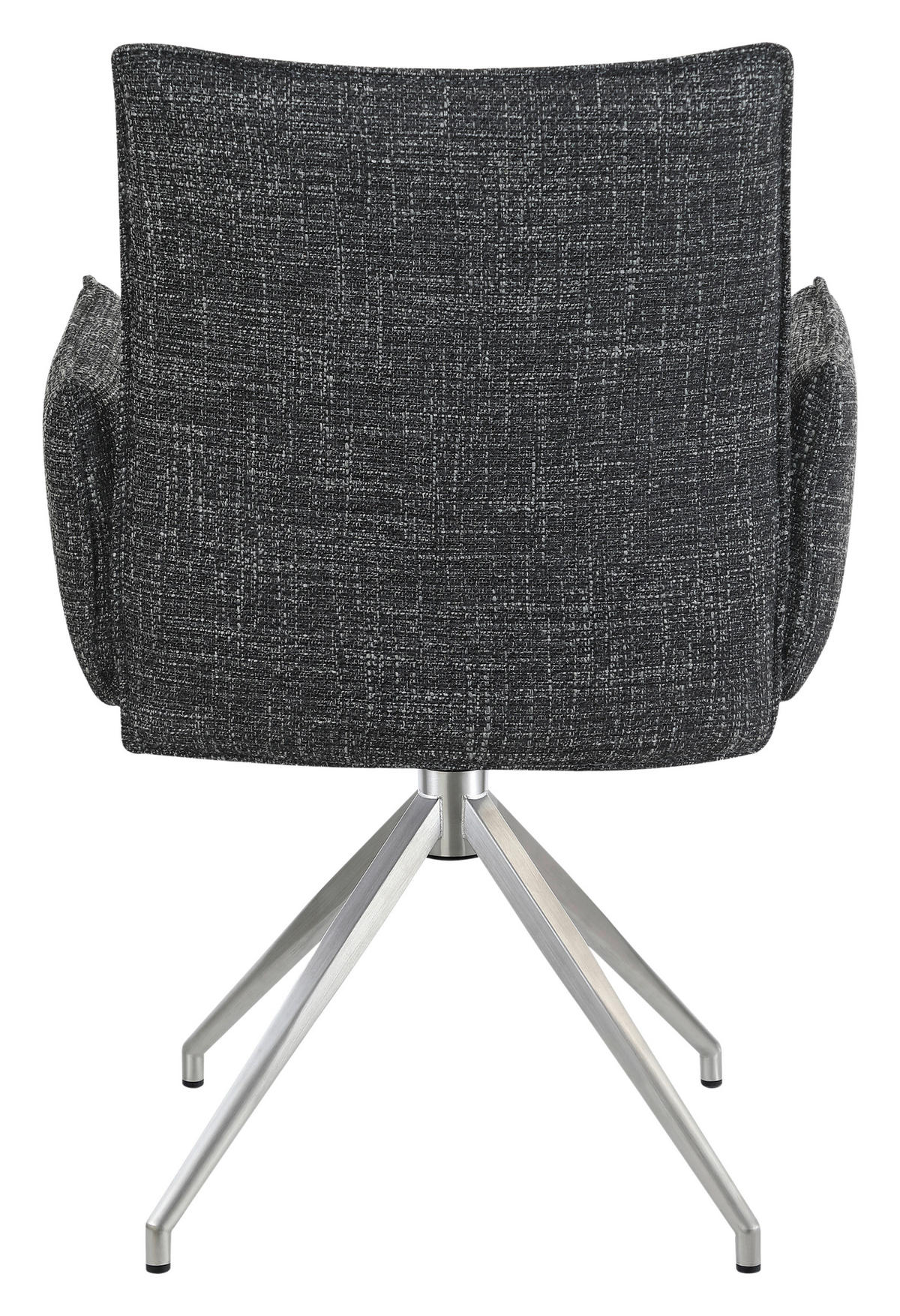 ARMLEHNSTUHL  Sitzfläche 360° drehbar, automatische Rückholfunktion Webstoff  Schwarz, Edelstahlfarben  - Edelstahlfarben/Schwarz, Design, Textil/Metall (60,5/87/61,5cm) - Novel