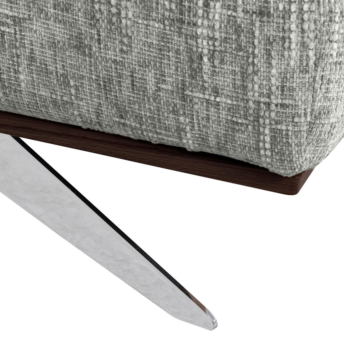 ECKSOFA PORTLAND Grau Struktur Kopfteilverstellung  - Chromfarben/Dunkelbraun, Design, Holz/Textil (187/295cm) - Livetastic