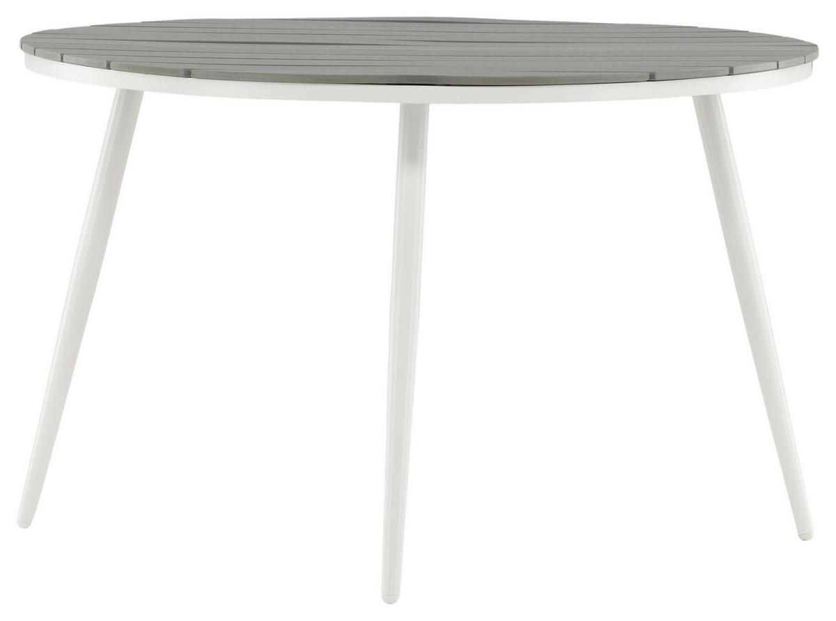 GARTENTISCH Metall, Kunststoff Grau, Weiß rund  - Weiß/Grau, KONVENTIONELL, Kunststoff/Metall (120/120/74cm) - Gardenson