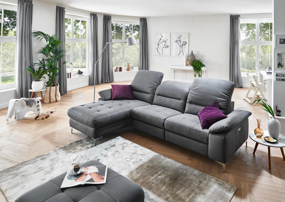ECKSOFA in Mikrofaser Anthrazit  184/280 cm  - Anthrazit, Design, Textil (184/280cm) - Pure Home Comfort