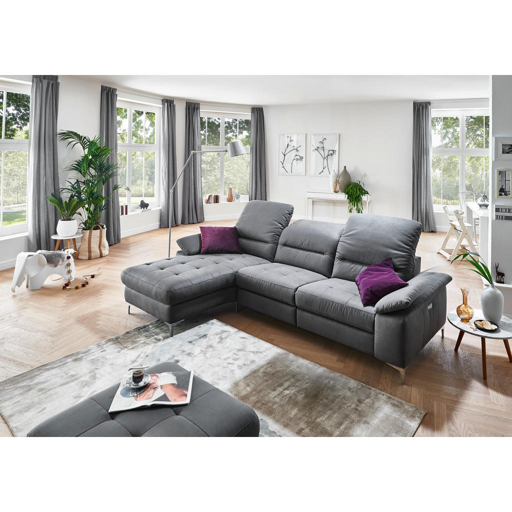Thumbnail - Pure Home Comfort Ecksofa, Anthrazit, Textil, Ottomane rechts, L-Form, 280x184 cm, Goldenes M, Blauer Engel, Dgm, Typena...