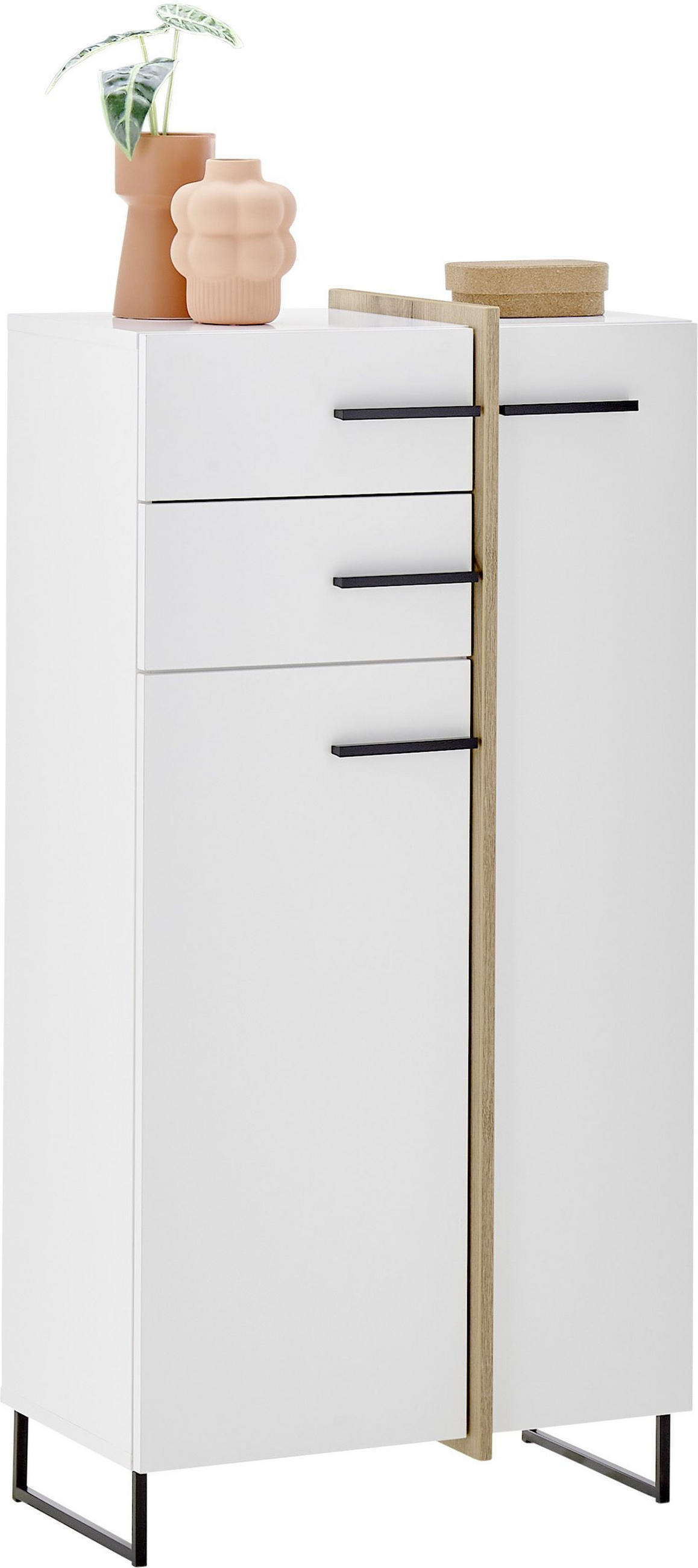 MIDISCHRANK 60/119/35 cm  - Eichefarben/Schwarz, LIFESTYLE, Holzwerkstoff/Kunststoff (60/119/35cm) - home24