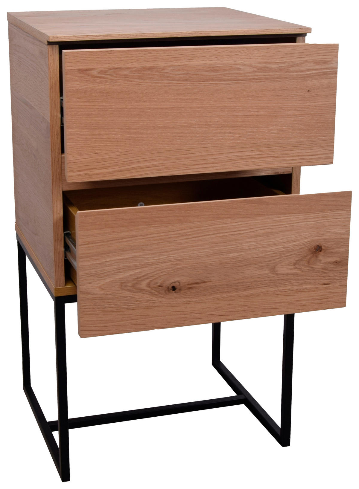 SÄNGBORD i faner ek svart, ekfärgad  - svart/ekfärgad, Klassisk, metall/trämaterial (42/75/40cm) - home24
