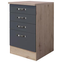 SCHUBKASTENUNTERSCHRANK 50/85/60 cm  in Edelstahlfarben, Dunkelgrau, Eiche San Remo  - Edelstahlfarben/Dunkelgrau, MODERN, Holzwerkstoff/Metall (50/85/60cm) - FlexWell