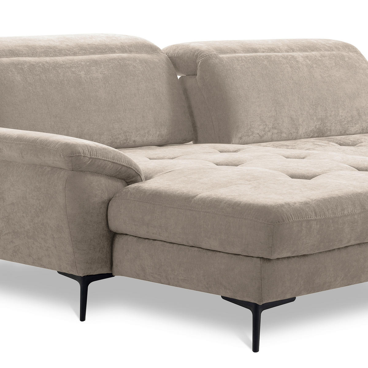 ECKSOFA  Webstoff Taupe  - Taupe/Schwarz, Design, Textil/Metall (195/268cm) - Livetastic