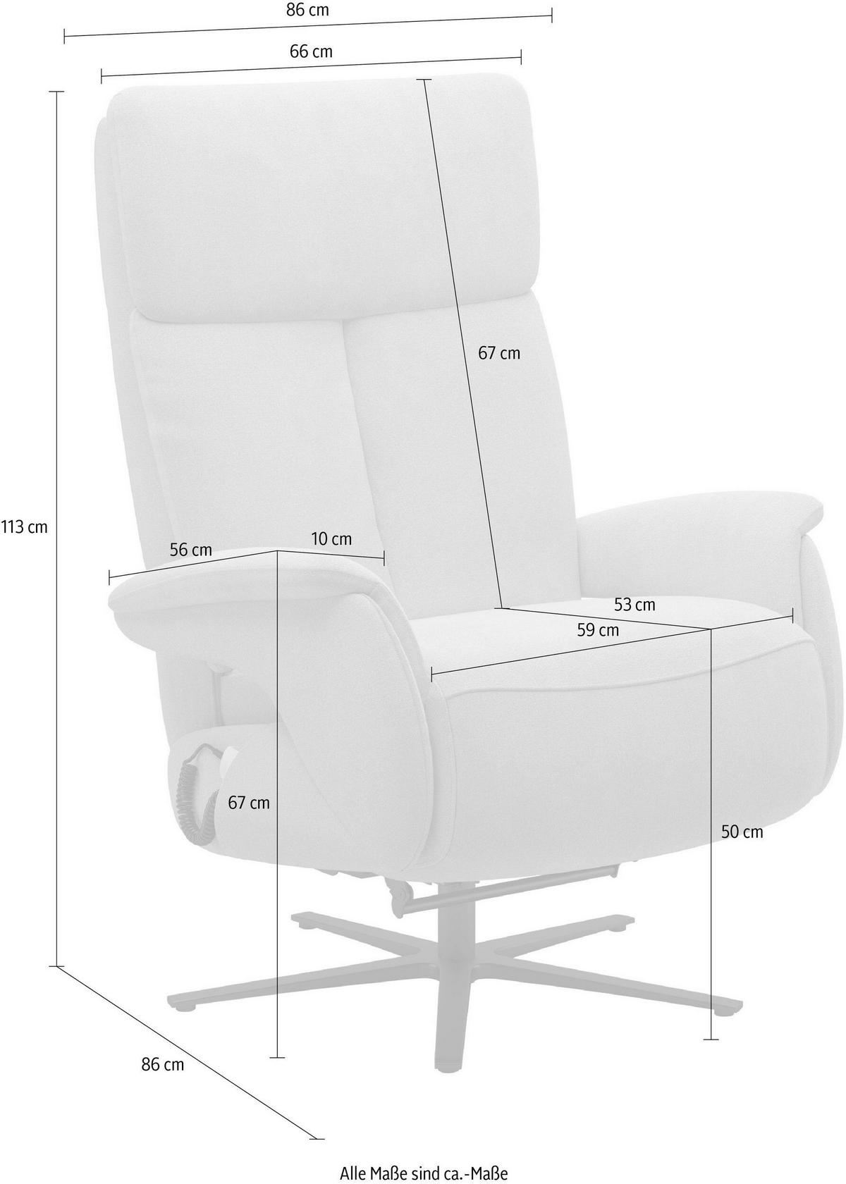 RELAXSESSEL TV TRIPLE SEVEN XTRA LARGE M2 Flachgewebe Kopfteilverstellung, Fußteilverstellung, Rücken echt    - Greige/Schwarz, Basics, Textil/Metall (86/113/86cm) - Sit & More