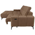 ECKSOFA inkl.Funktionen Hellbraun Chenille  - Hellbraun/Schwarz, MODERN, Textil/Metall (195/300cm) - Xora