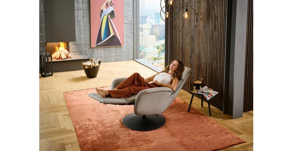 RELAXSESSEL in Leder Greige  - Greige/Schwarz, Design, Leder/Metall (76/108/86cm) - Dieter Knoll