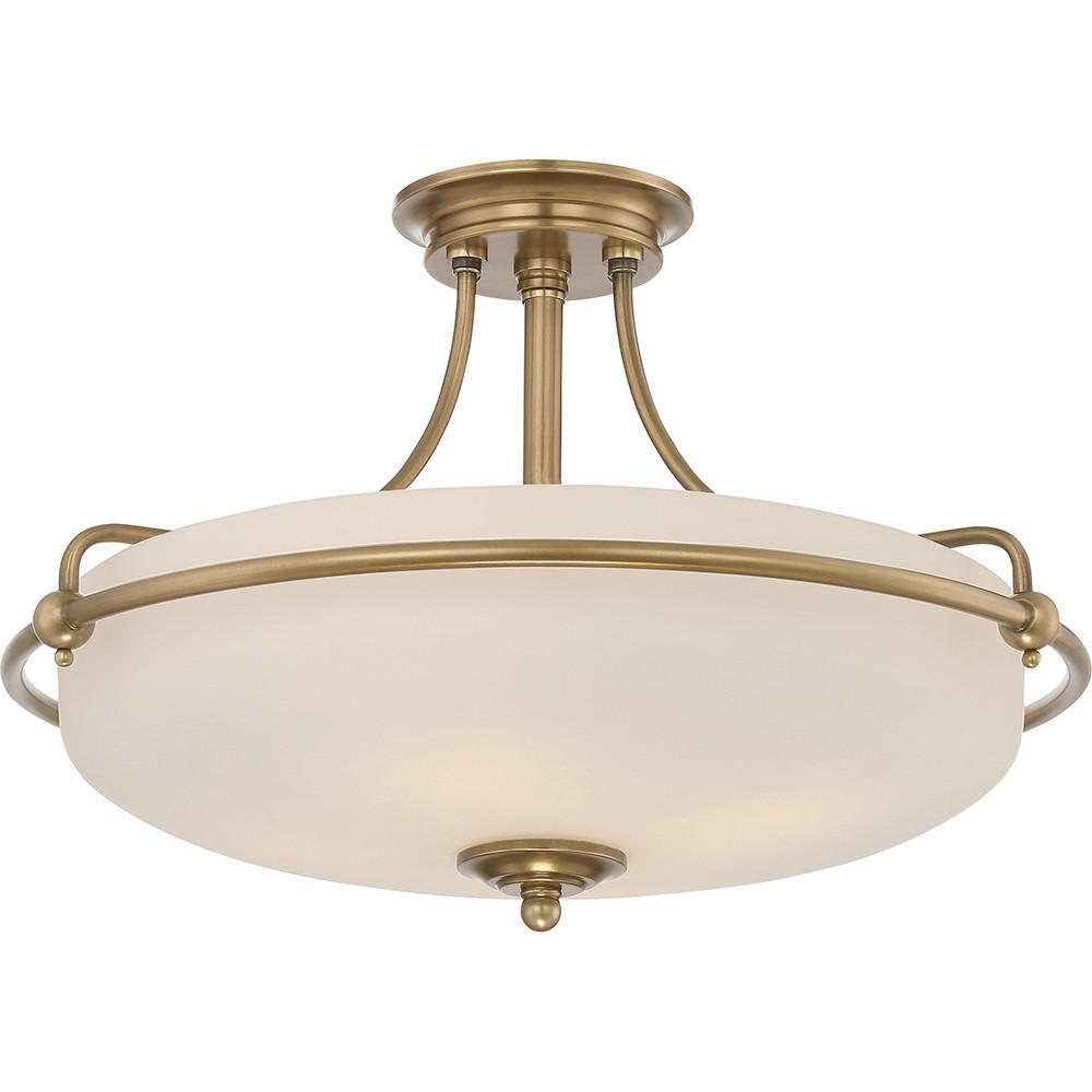STROPNÍ SVÍTIDLO, 52.8/35.6 cm  - bronzová/barvy mosazi, Natur, kov/sklo (52.8/35.6cm) - Elstead Lighting