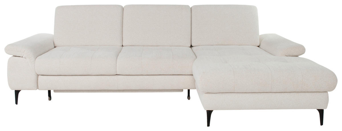 ECKSOFA ALMA Creme Chenille  - Creme/Schwarz, Design, Textil/Metall (285/191cm) - Livetastic