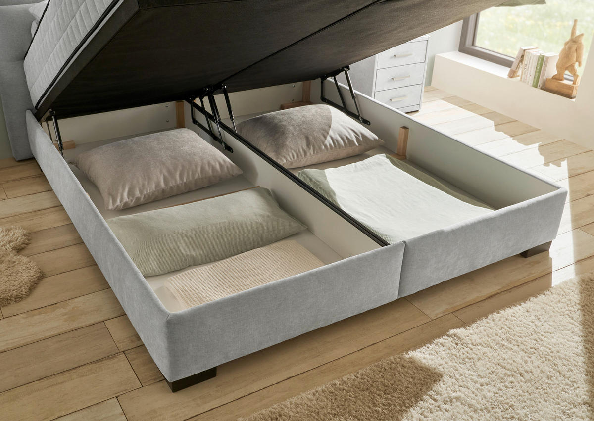 BOXBETT 160/200 cm  in Hellgrau  - Hellgrau/Schwarz, Modern, Holzwerkstoff/Kunststoff (160/200cm) - MID.YOU