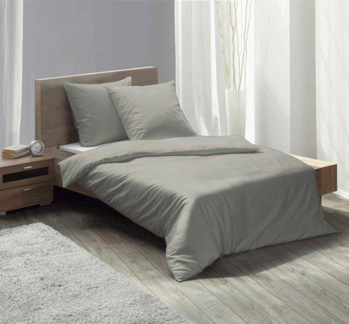 BETTWÄSCHE Flanell 155/220 cm  - Dunkelgrau, Basics, Textil (155/220cm) - Fleuresse