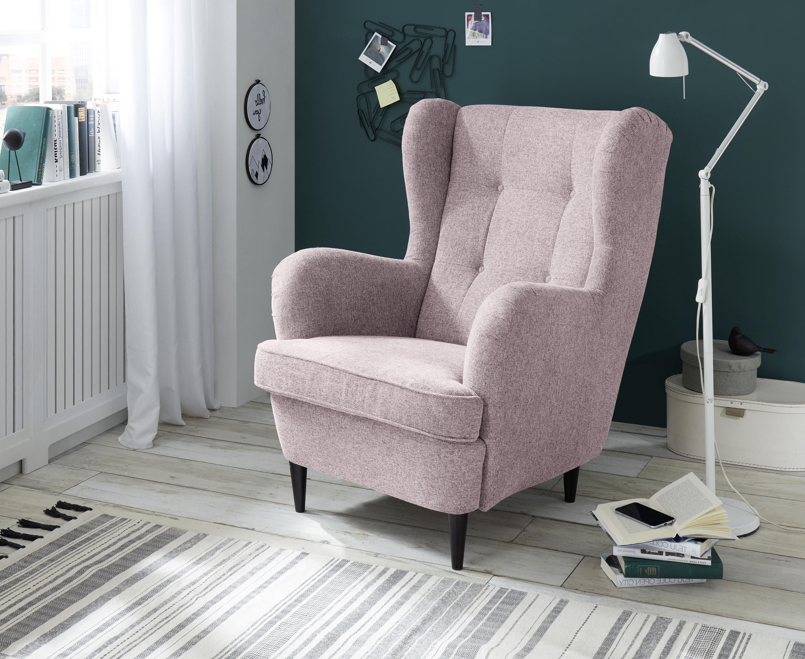 OHRENSESSEL Webstoff Hellrosa  - Hellrosa/Schwarz, Basics, Textil (78/102/98cm) - MID.YOU