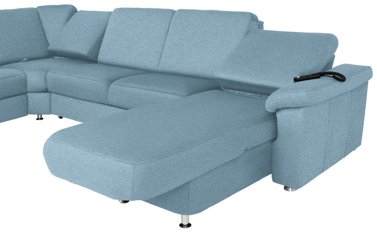 WOHNLANDSCHAFT in Flachgewebe Hellblau  - Chromfarben/Hellblau, Konventionell, Textil/Metall (240/330/163cm) - Beldomo System
