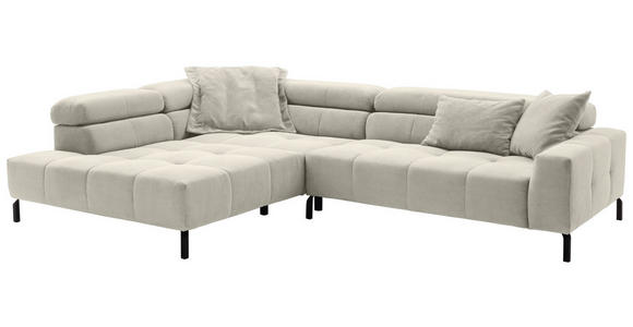 ECKSOFA in Cord Naturfarben  - Schwarz/Naturfarben, KONVENTIONELL, Textil/Metall (219/311cm) - Hom`in