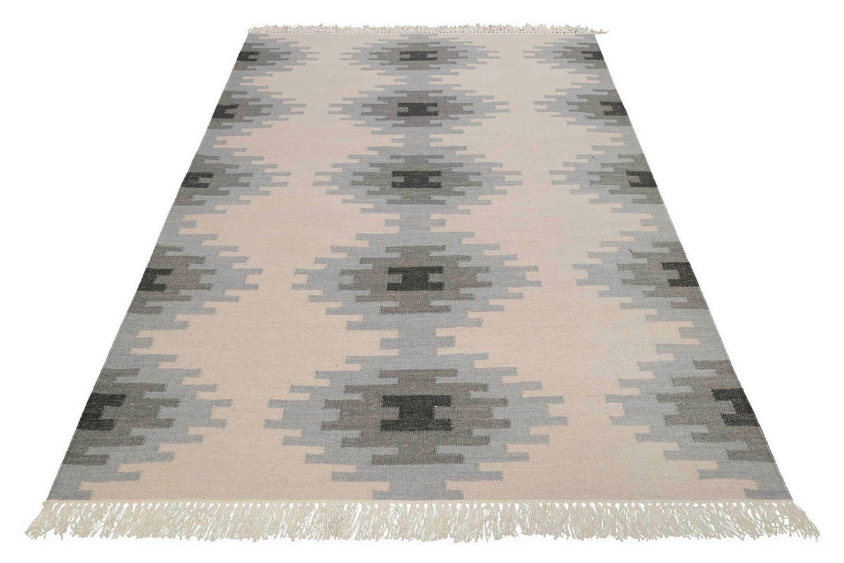 HANDWEBTEPPICH 160/230 cm Belle Creme, Grau  - Creme/Grau, KONVENTIONELL, Textil (160/230cm)