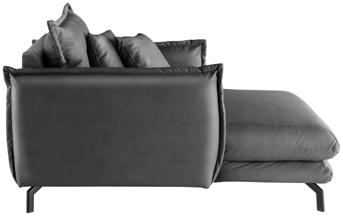 XXL-SESSEL in Lederlook Anthrazit  - Anthrazit/Schwarz, Modern, Textil/Metall (111/101/167cm) - Livetastic