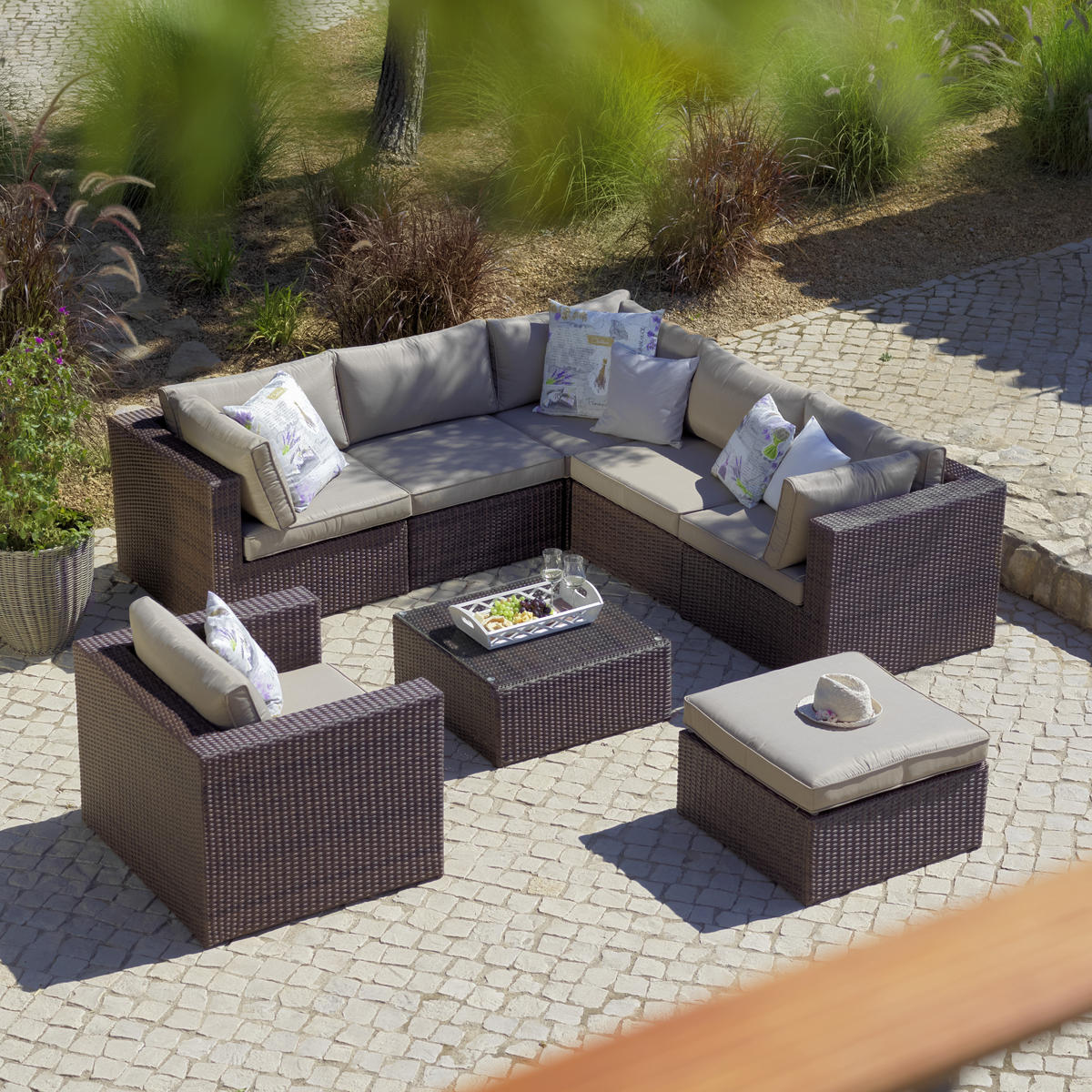 LOUNGE ÜLŐKE  - bézs/barna, Romantik / Landhaus, műanyag/Üveg (70/31/70cm) - Ambia Garden
