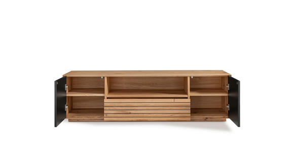 LOWBOARD Riva in 158/44/45 cm - Wildeiche/Weiß, KONVENTIONELL, Glas/Holz (158/44/45cm) - Linea Natura