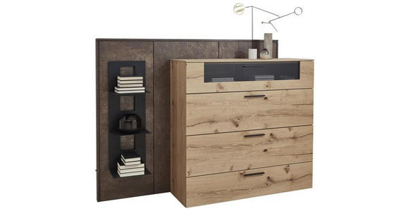 HIGHBOARD 198/145,1/47,2-55,2 cm - Eichefarben/Rostfarben, Design, Glas/Holz (198/145,1/47,2-55,2cm) - Dieter Knoll