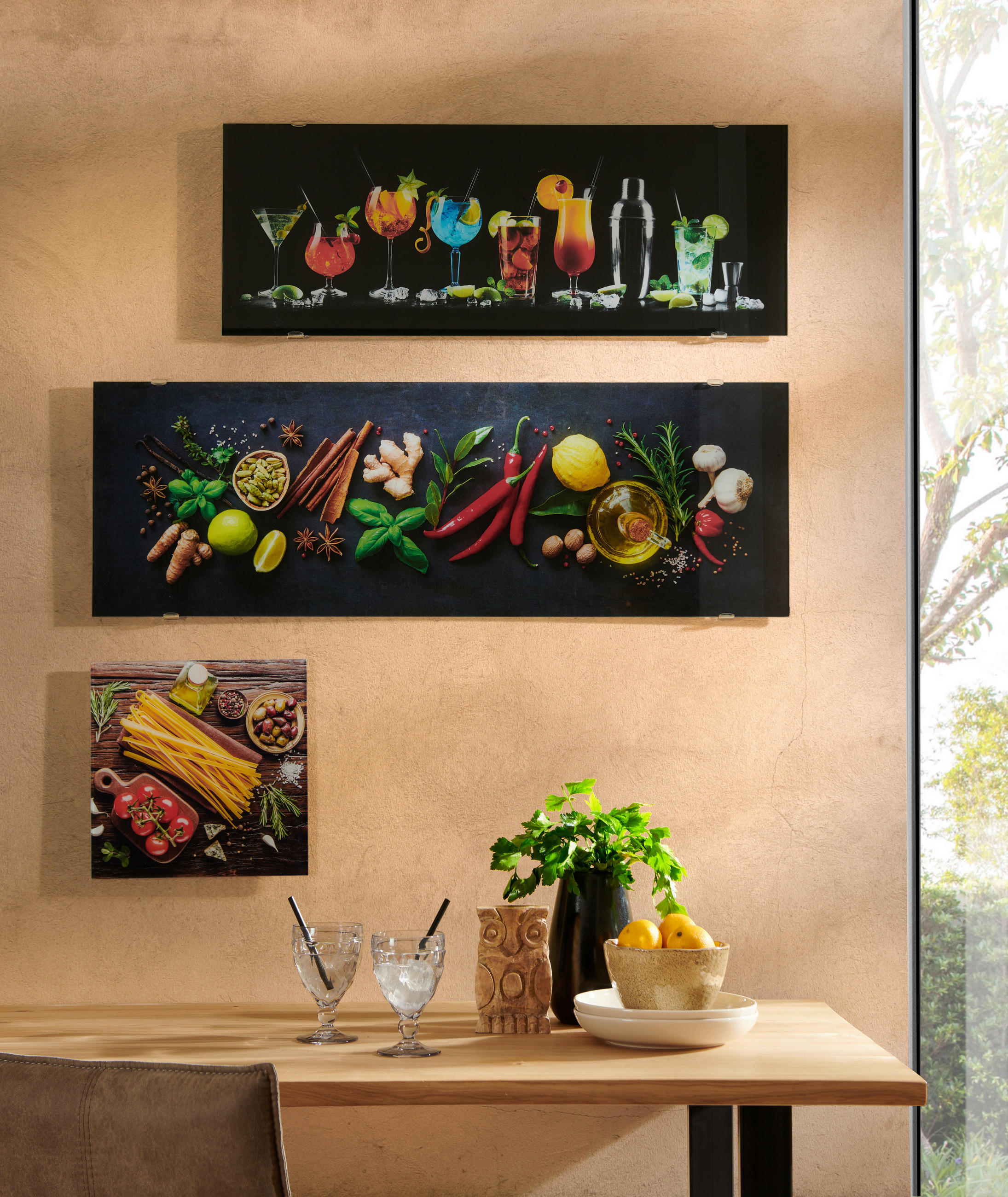 GLASBILD Essen & Trinken 30/30 cm  - Multicolor, Basics, Glas (30/30cm) - Euroart