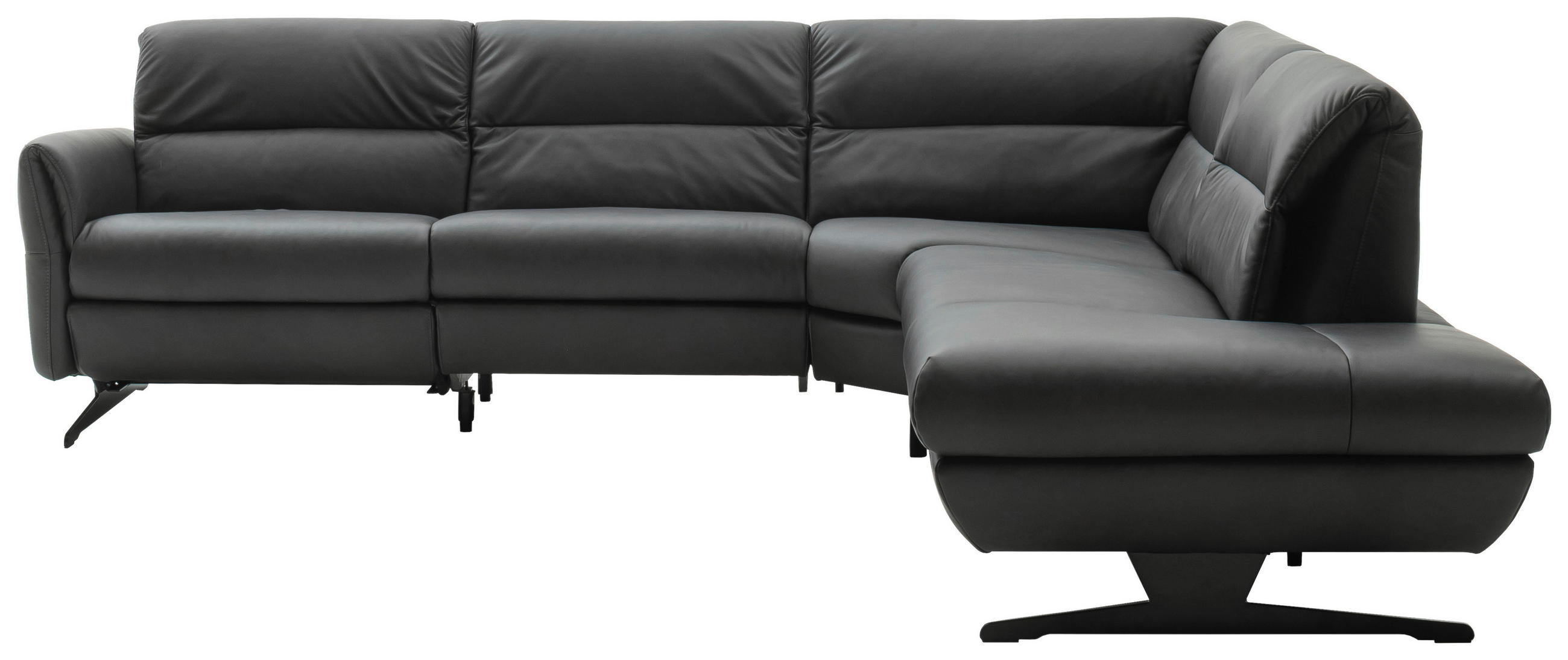 ECKSOFA Anthrazit Echtleder - Anthrazit/Schwarz, Design, Leder/Metall (286/258cm) - Schöner Wohnen