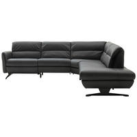 ECKSOFA in Echtleder Anthrazit  286/258 cm  - Anthrazit/Schwarz, Design, Leder/Metall (286/258cm) - Schöner Wohnen