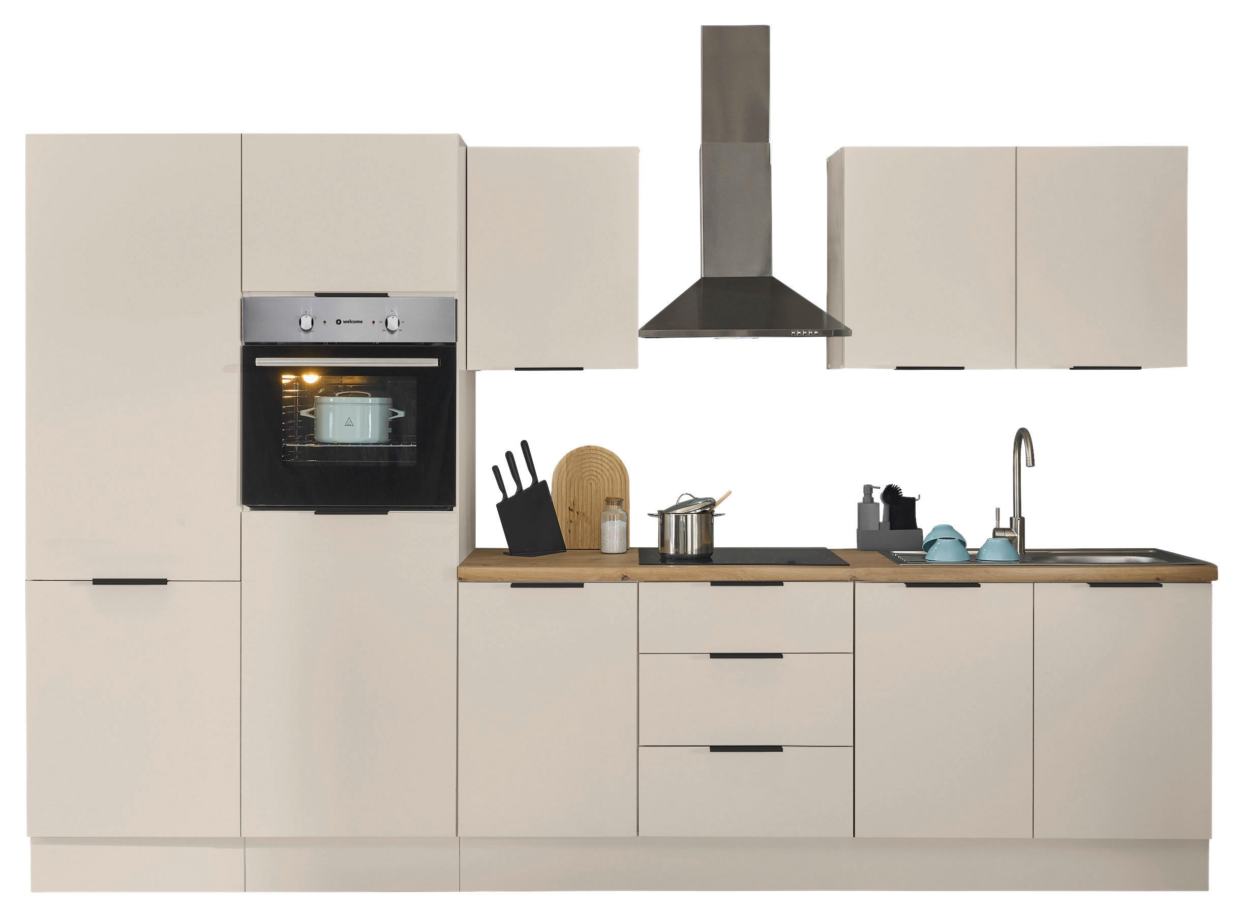 KÜCHENBLOCK MULTAN  in Kaschmir  - Kaschmir/Schwarz, Basics, Holzwerkstoff/Metall (330/211/60cm) - Xora