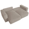 ECKSOFA Beige Cord Zierkissen, Rückenkissen, Schlaffunktion, Rücken echt  - Beige/Schwarz, MODERN, Kunststoff/Textil (153/250cm) - Xora