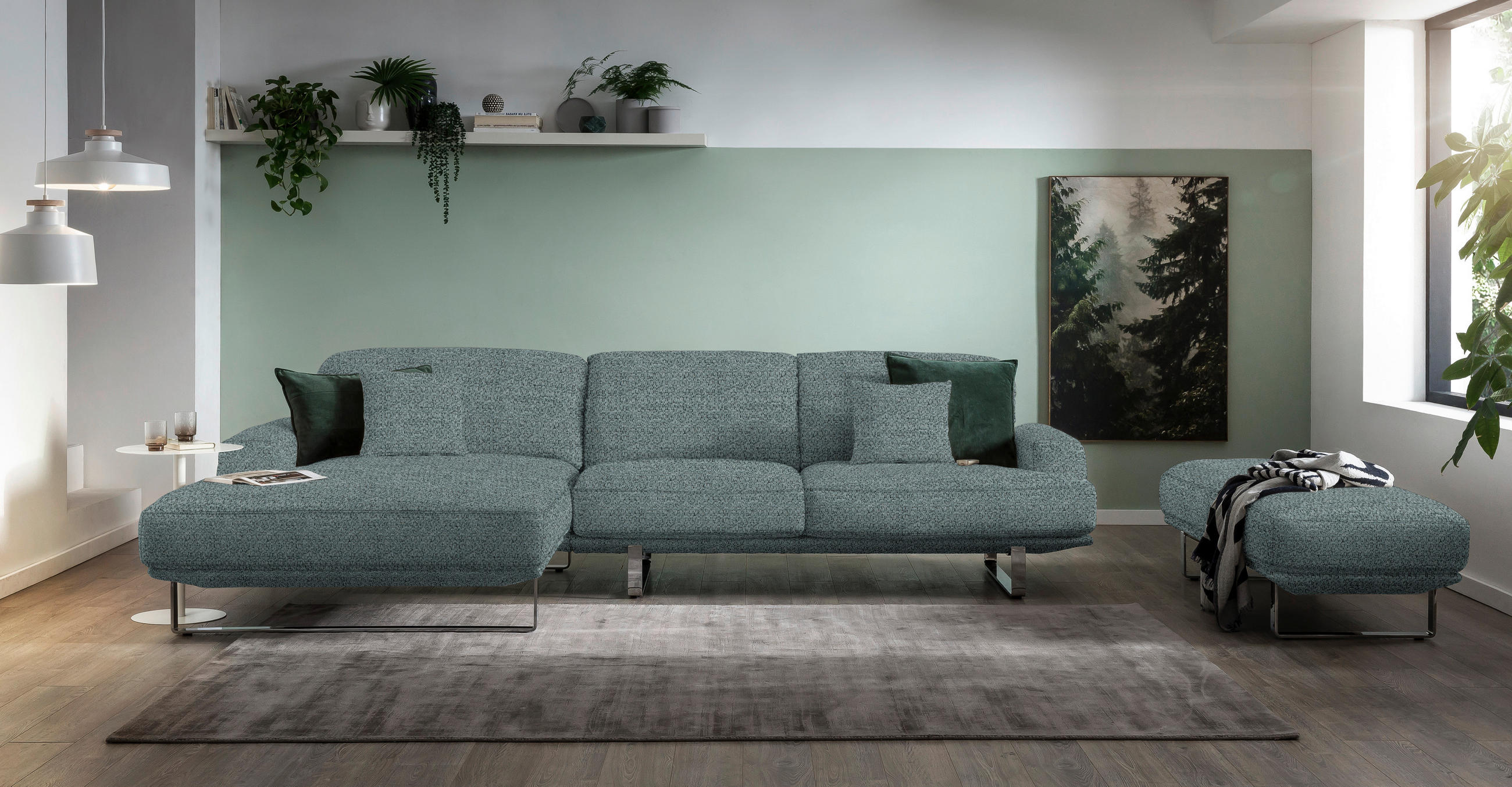 ECKSOFA in Webstoff Anthrazit  - Anthrazit, Design, Textil/Metall (184/304cm) - Dieter Knoll