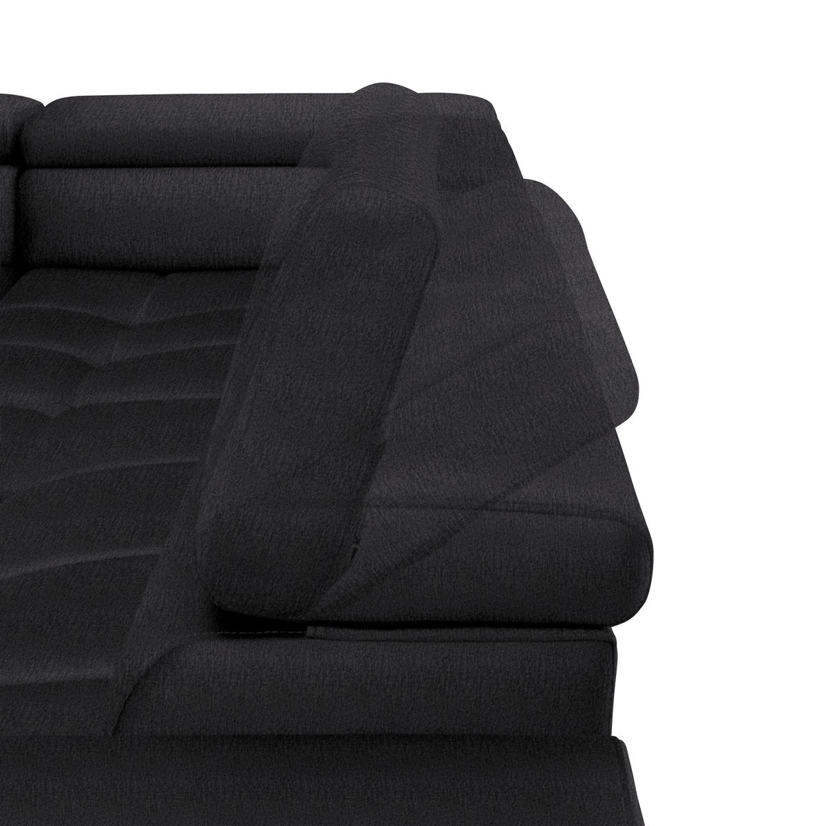 ECKSOFA Dunkelgrau Samt, Webstoff  - Dunkelgrau/Schwarz, Design, Textil/Metall (216/300cm) - Welnova