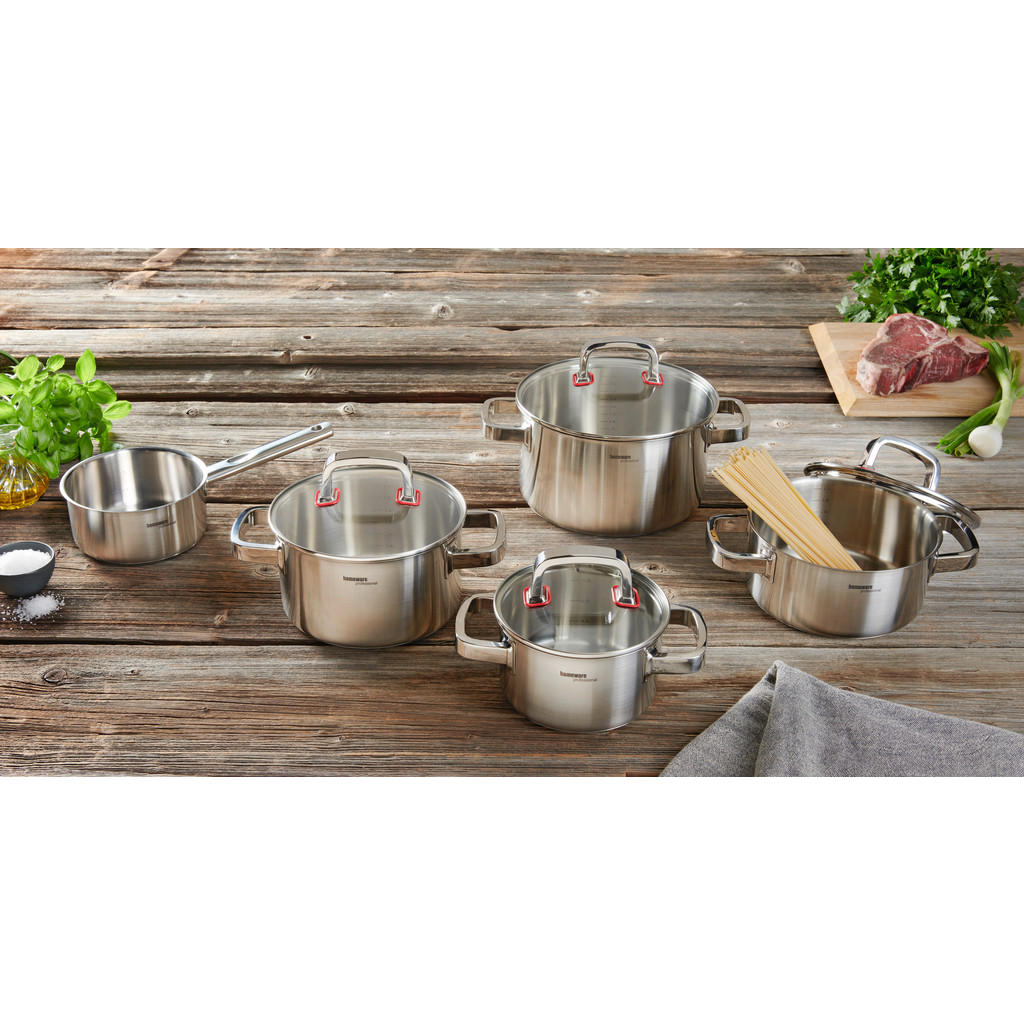 Thumbnail - Homeware Profession. Kochtopfset Cucina Perfetta, Edelstahl, Metall, 5-teilig, 16 cm,20 cm,16 cm, 1,5 L,3 L,5,5 L,2,5 L,...