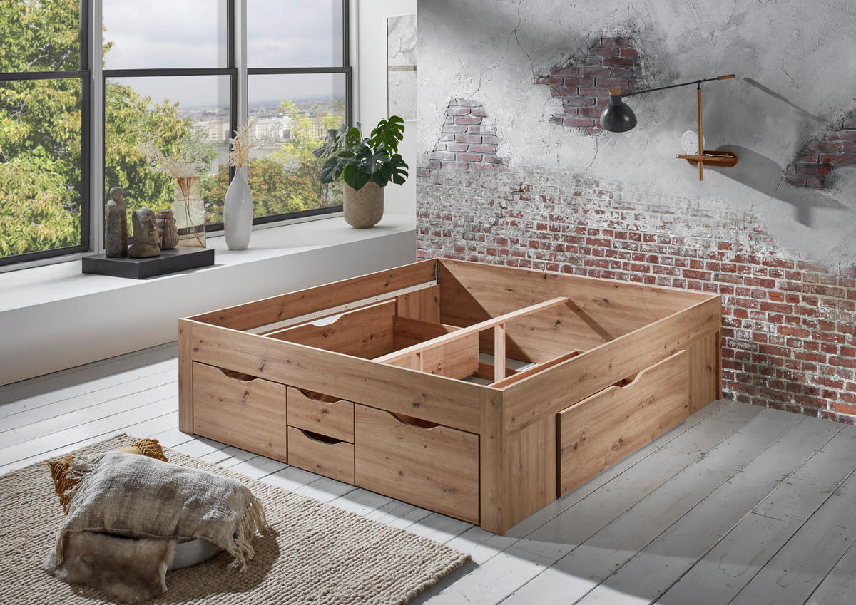 STAURAUMBETT 180/200 cm  in Eiche Artisan  - Eiche Artisan, KONVENTIONELL, Holzwerkstoff (180/200cm) - Boxxx
